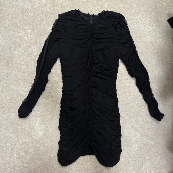 NBD REVOLVE Ruched Long Sleeve Mesh Cocktail Formal Mini Black Dress - x large NBD REVOLVE Ruched Long Sleeve Mesh Cocktail Formal Mini Black Dress - x large